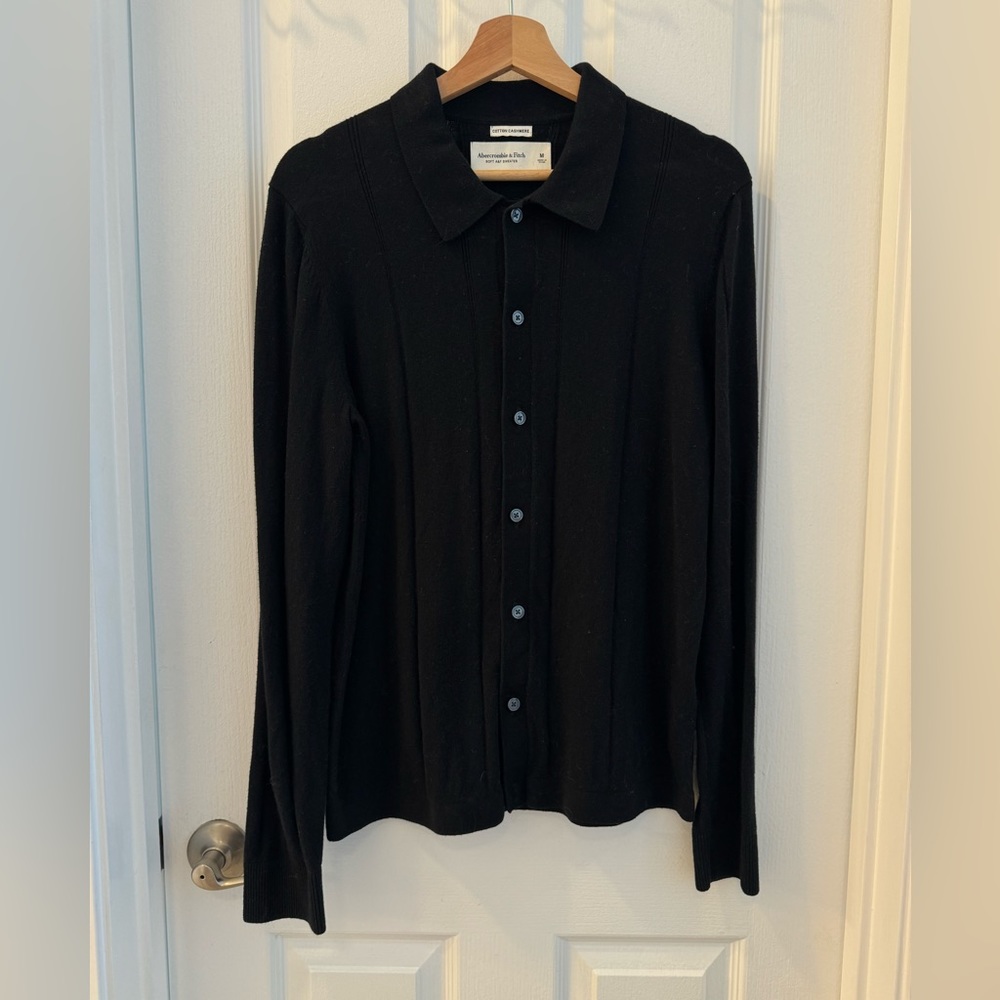 Abercrombie & Fitch Black Pullover Cardigan Sweater Cashmere Cotton